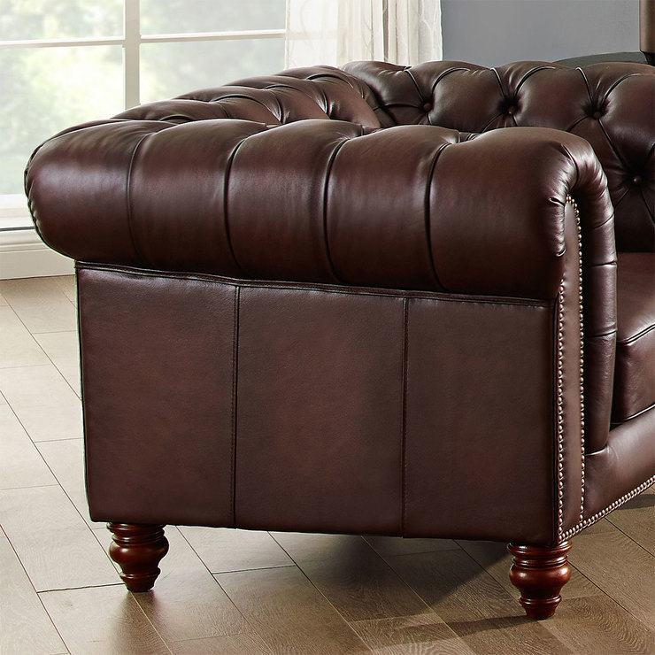 Allington 3 Seater Brown Leather Chesterfield Sofa Costco UK