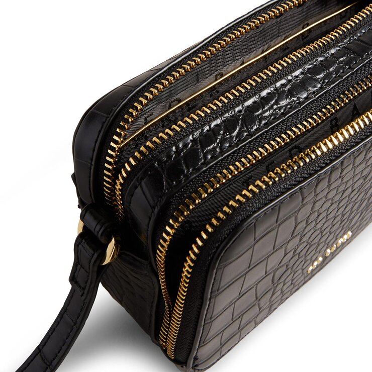 Ted Baker Stina Croc Mini Camera Bag in Black