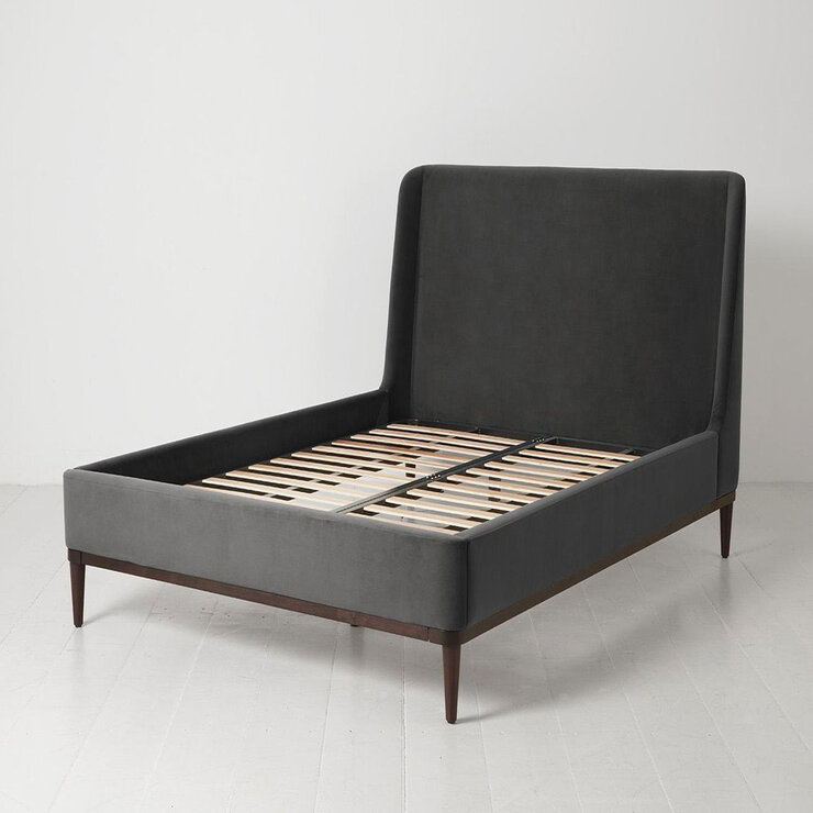 Swyft Bed 02 Charcoal Grey Velvet Bed Frame, King Swyft Bed 02 Charcoal Grey Velvet Bed Frame, King