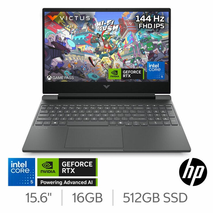 HP Victus, Intel Core 5, 16GB RAM, 512GB SSD, NVIDIA GeForce RTX 5060. 15.6 inch Gaming Laptop, 15-fa2000na HP Victus, Intel Core 5, 16GB RAM, 512GB SSD, NVIDIA GeForce RTX 5060. 15.6 inch Gaming Laptop, 15-fa2000na