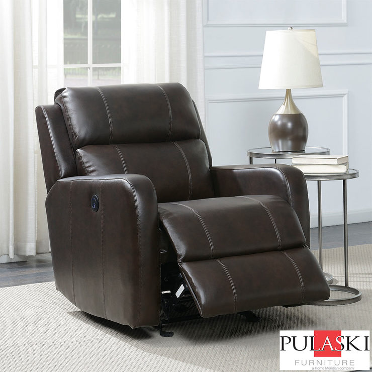 Pulaski Brown Leather Power Glider Recliner Chair Costco UK