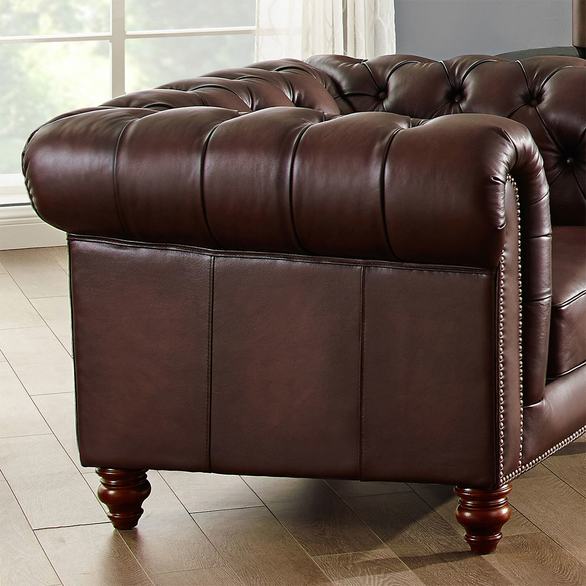 Costco brown leather shop couch