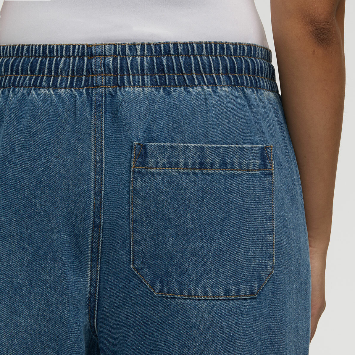 Teddi Rose Wide Leg Denim Pull on Pant in Blue