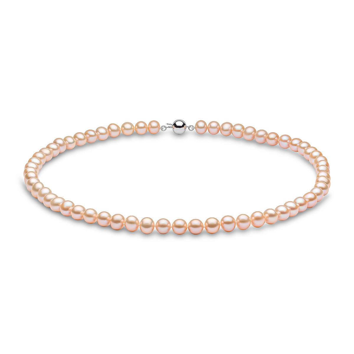 6-6.5mm Cultured Freshwater Peach Pearl Necklace, 18ct White Gold