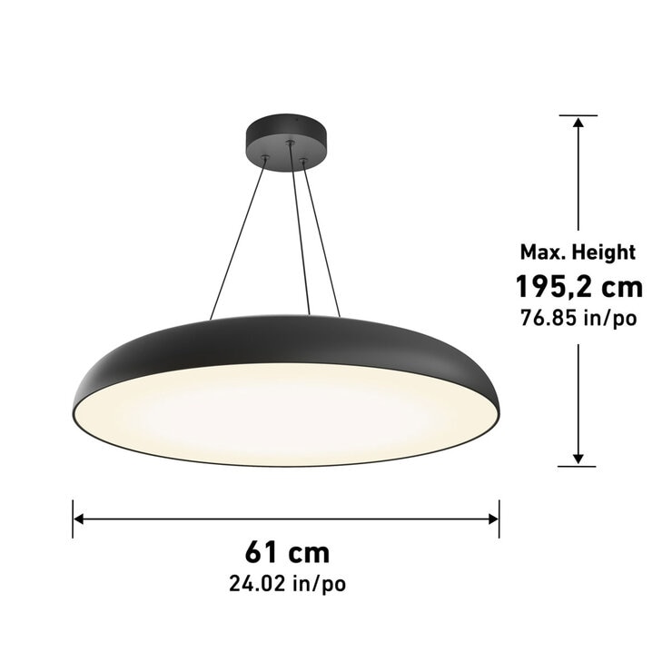 Artika Flint 24" (61cm) Pendant LED Light in Black