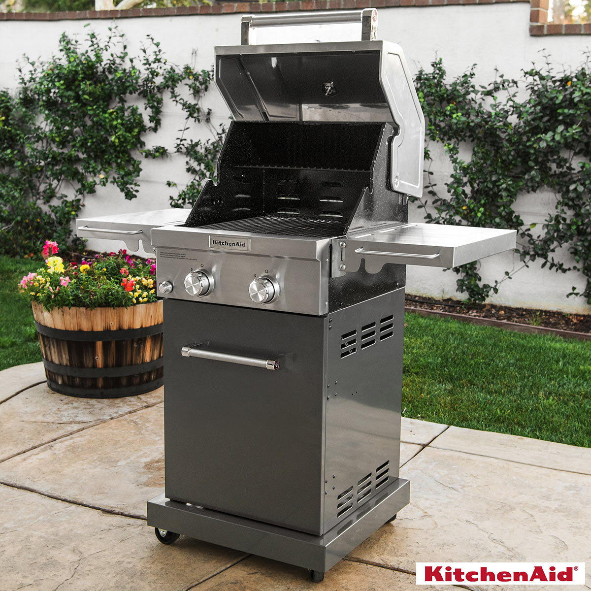 KitchenAid 2 Burner Stainless Steel Gas Barbecue + Cover Costco UK