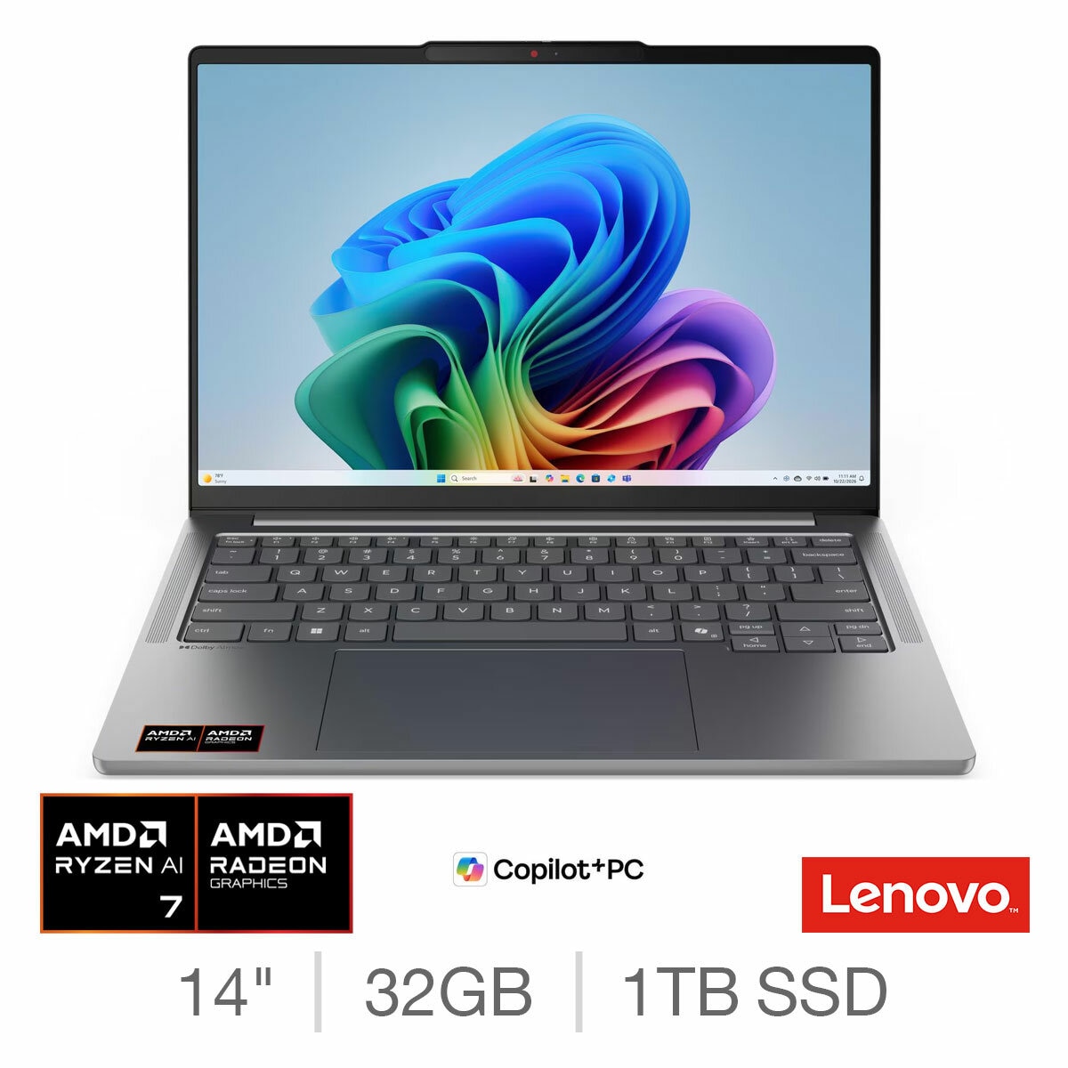 Lenovo IdeaPad Pro 5, AMD Ryzen AI 7, 32GB RAM, 1TB SSD, 14 Inch OLED Laptop, 83SG000GUK