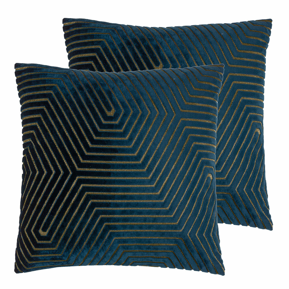 Paoletti Evoke Navy Velvet Feather Fill Cushion 2 Pack, 45 x 45 cm