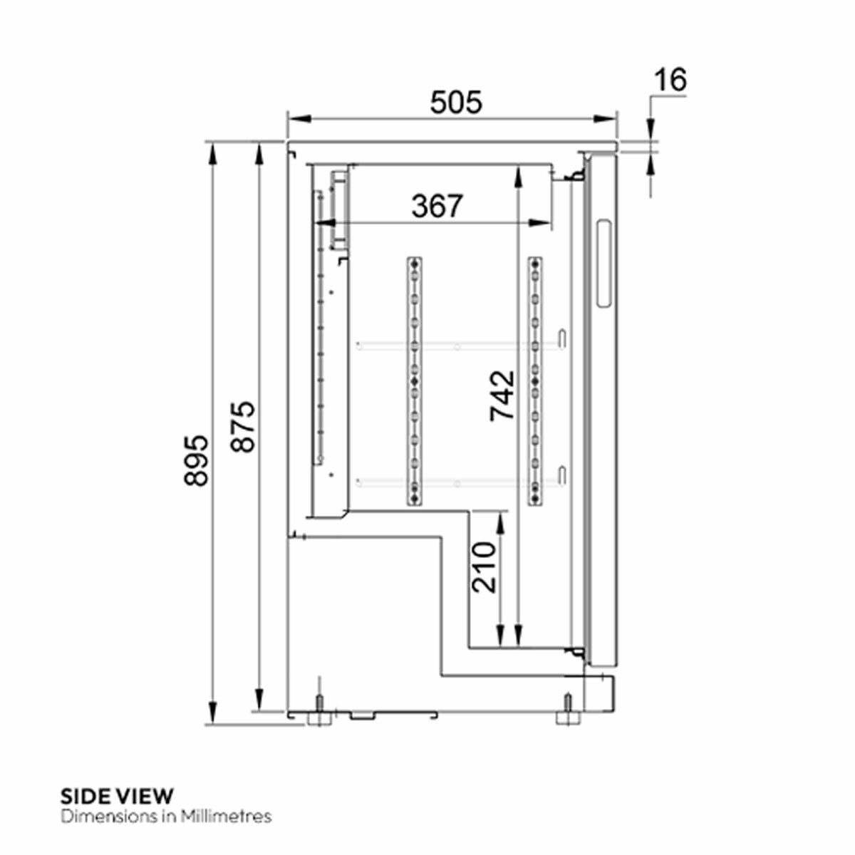 Contender RRG021 Commercial 220L Sliding Double Door Bottle Cooler, C Rated in Black