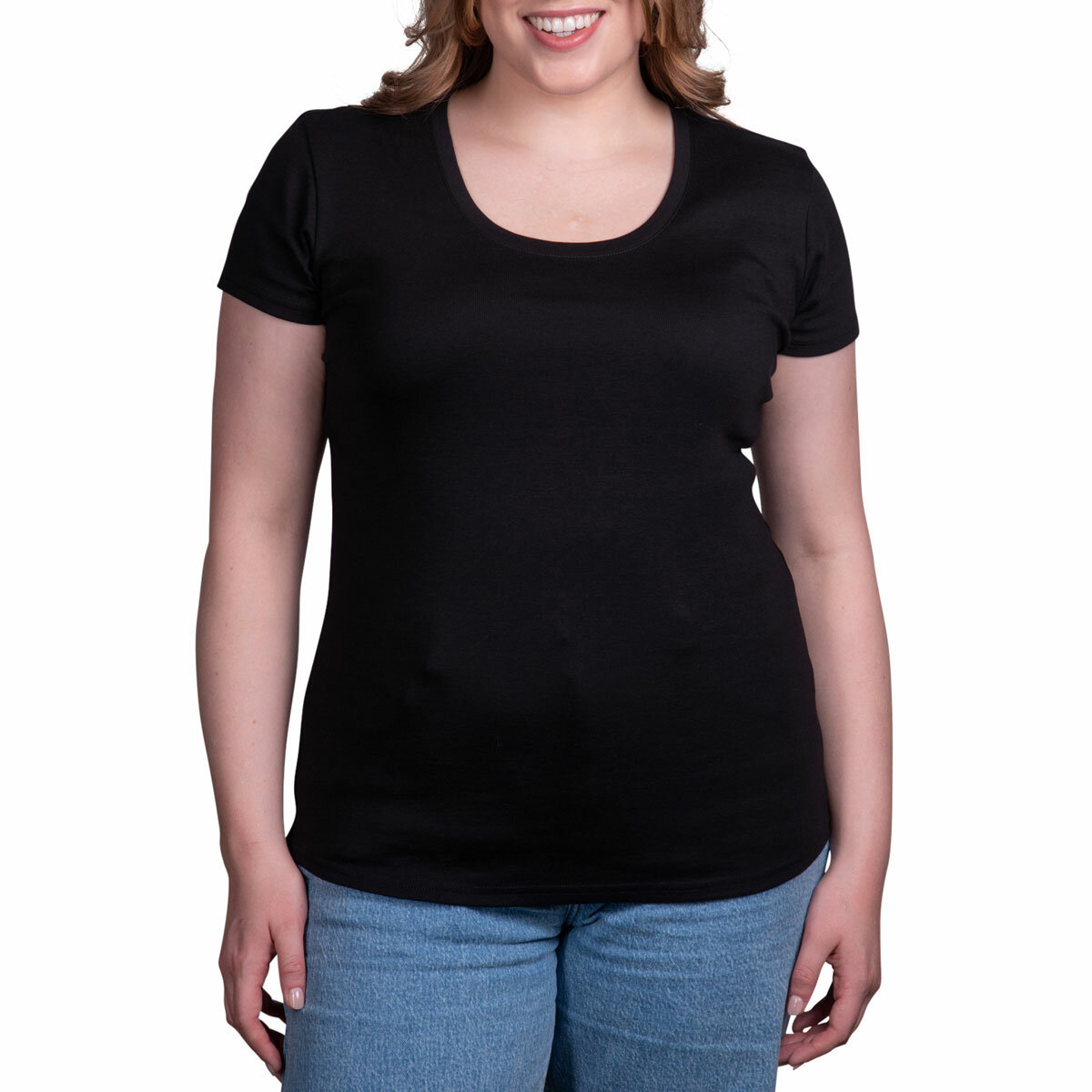 Kirkland Signature Ladies Scoop Neck Pima Tee in Black
