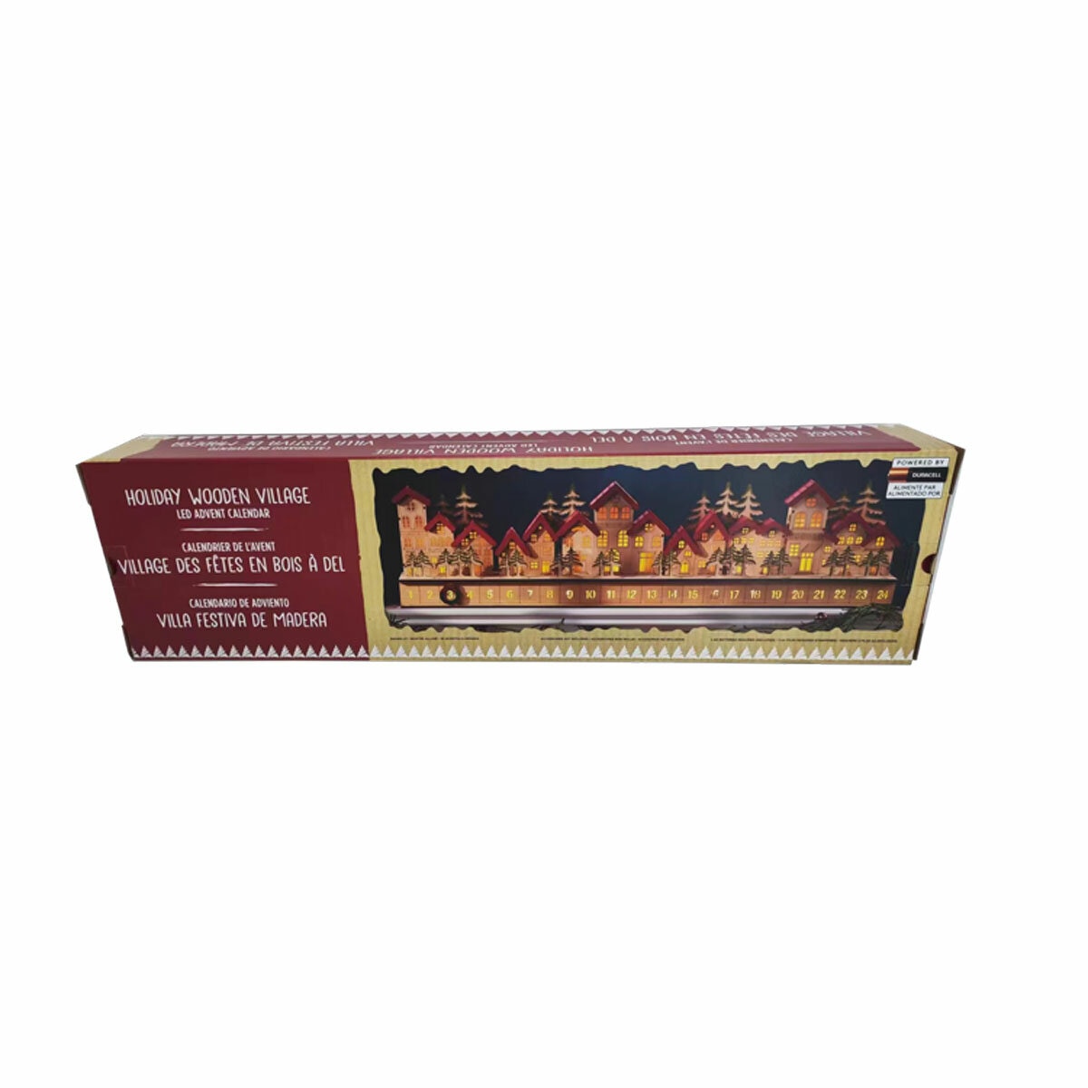 Wooden House Advent Calendar with 28 LED Lights