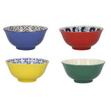 Patterned Stoneware Bowls, 4 Pack