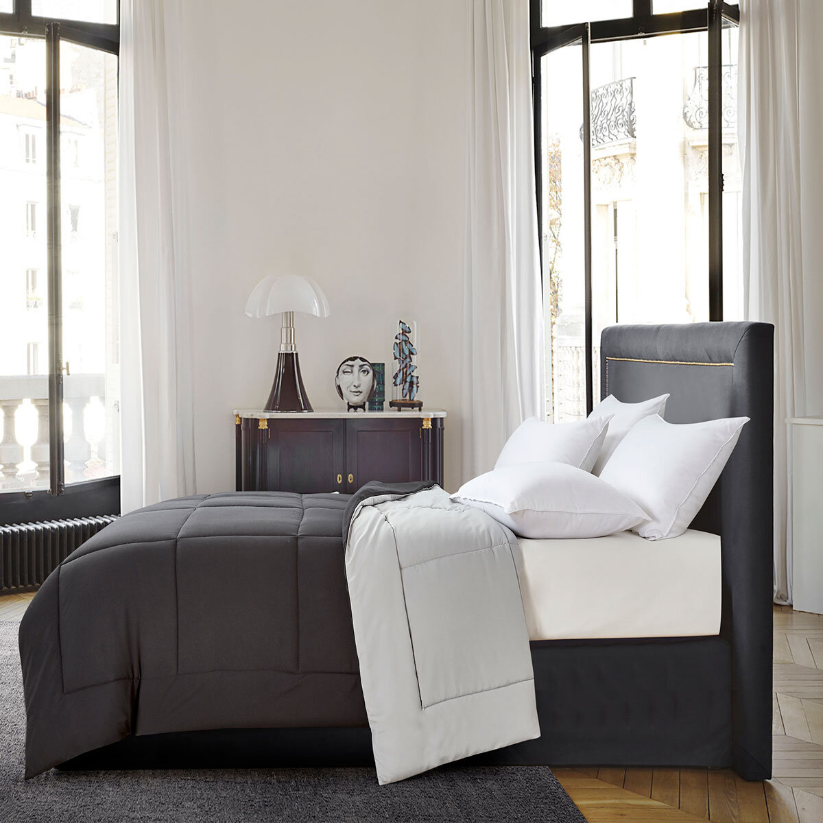 Hotel Grand Reversible Coverless Double Duvet in Black