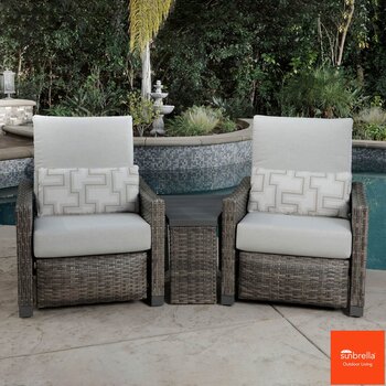 Pacific Casual Sandy Shores Barcalounger 3 Piece Woven Recliner Set