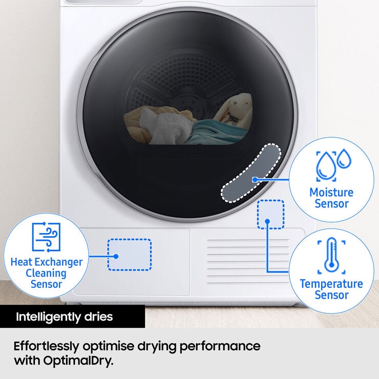 Samsung Series 5 DV90CGC0A0AEEU, 9kg Heat Pump Tumble Dryer, A++ Rated in White
