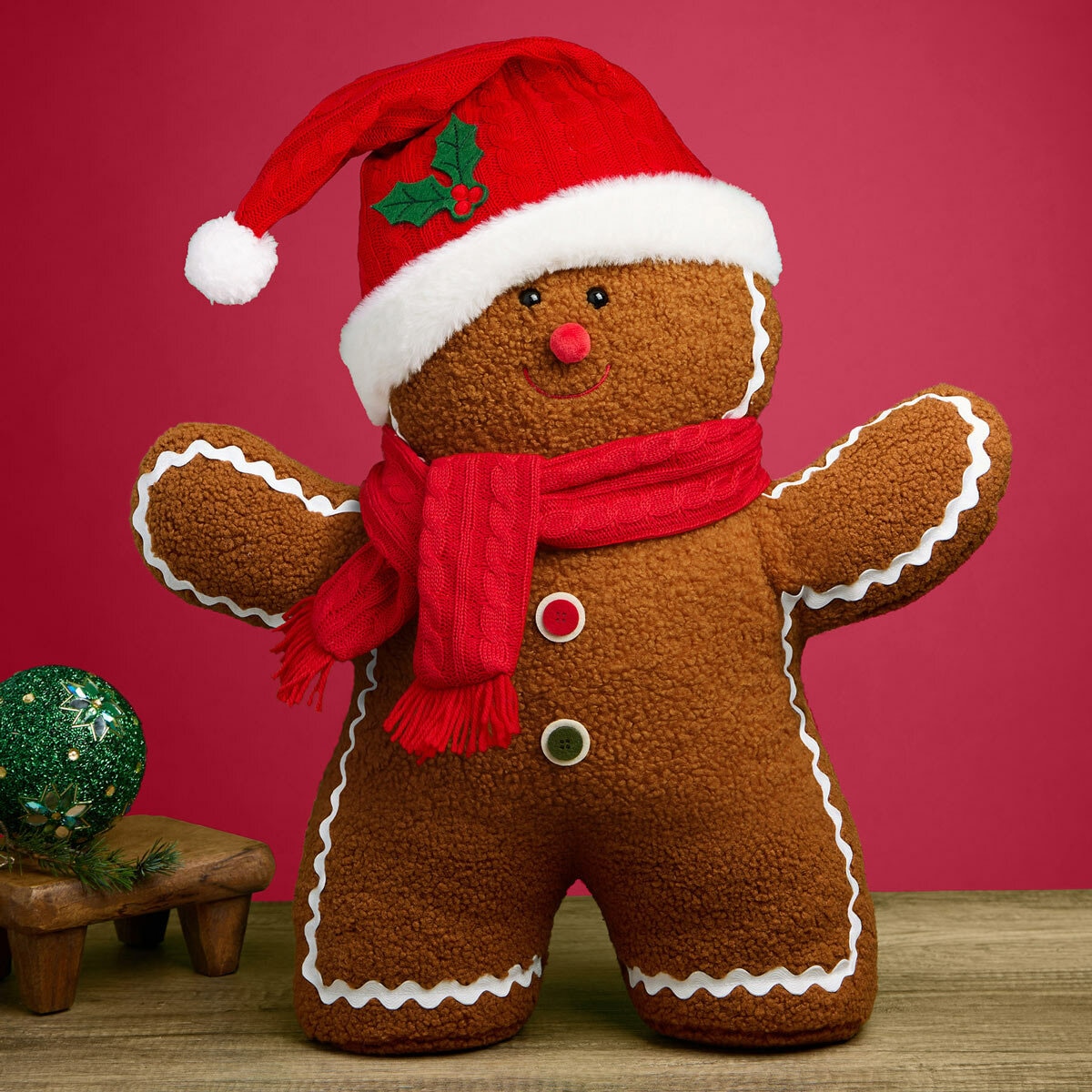 22 inch Gingerbread Plush With Red Santa hat