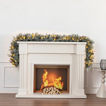 9ft Pre-Lit Flocked Garland With Twinkle LED Lights 9ft Pre-Lit Flocked Garland With Twinkle LED Lights