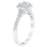 1.07ctw Princess & Round Brilliant Cut Diamond Halo Ring, 18ct White Gold