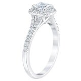 1.07ctw Princess & Round Brilliant Cut Diamond Halo Ring, 18ct White Gold