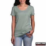 Kirkland Signature Ladies Scoop Neck Pima Tee in Green