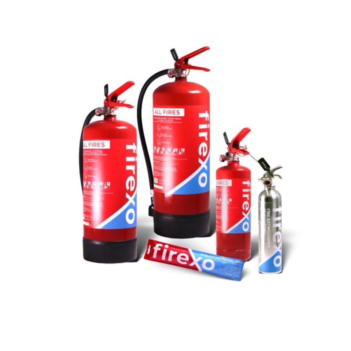 Cut out image of full Firexo range o white background