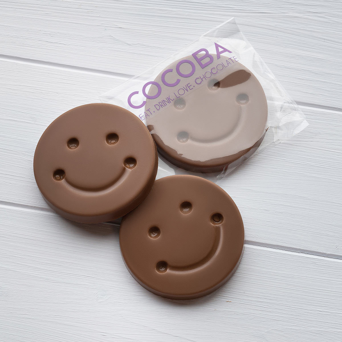 Cocoba Belgian Milk Chocolate Smiley Faces, 10 x 35g