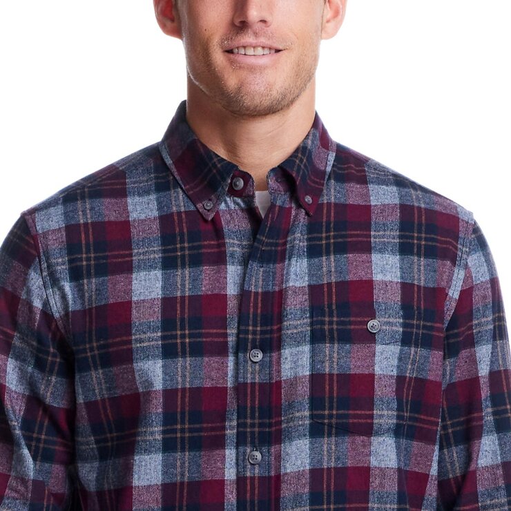 Weatherproof Vintage Men's Long Sleeve Flannel Shirt in Rhubarb