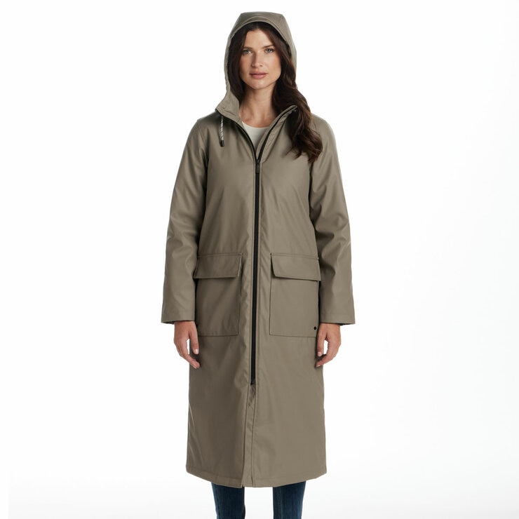 Weatherproof Ladies Long Slicker Jacket in Olive