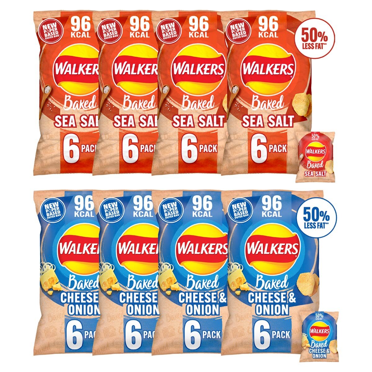 Walkers Baked Assorted Crisps, 8 x 6 x 22g
