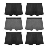 GreenTreat Men's Boxers 6 Pack in Black, Medium