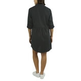 Jachs Ladies Roll Sleeve Linen Blend Dress in Black