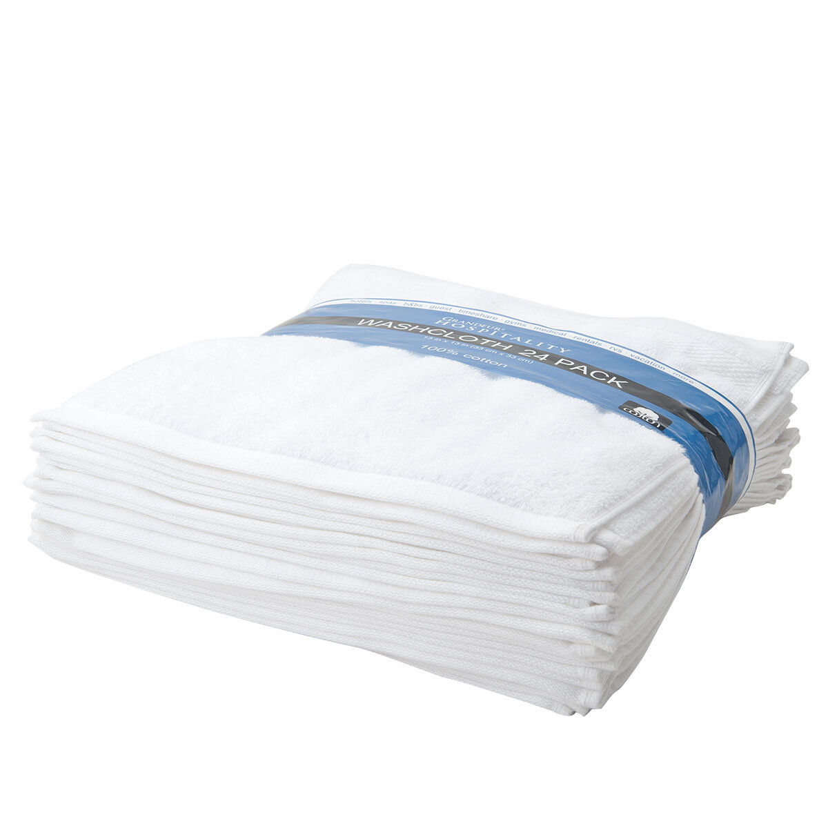 Grandeur 100% Cotton Hospitality Wash Cloths, 24 Pack