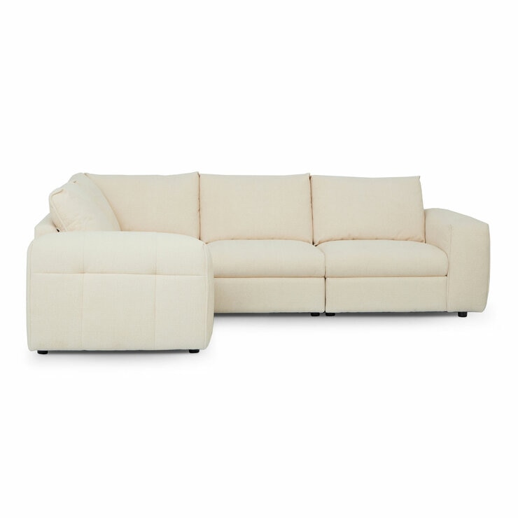 Harper Cream 5 Piece Modular Fabric Sofa with Ottoman