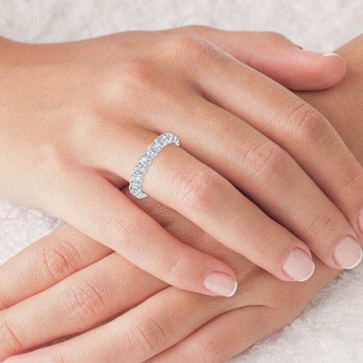 2.00ctw Round Brilliant Cut Claw Set Eternity Ring, Platinum