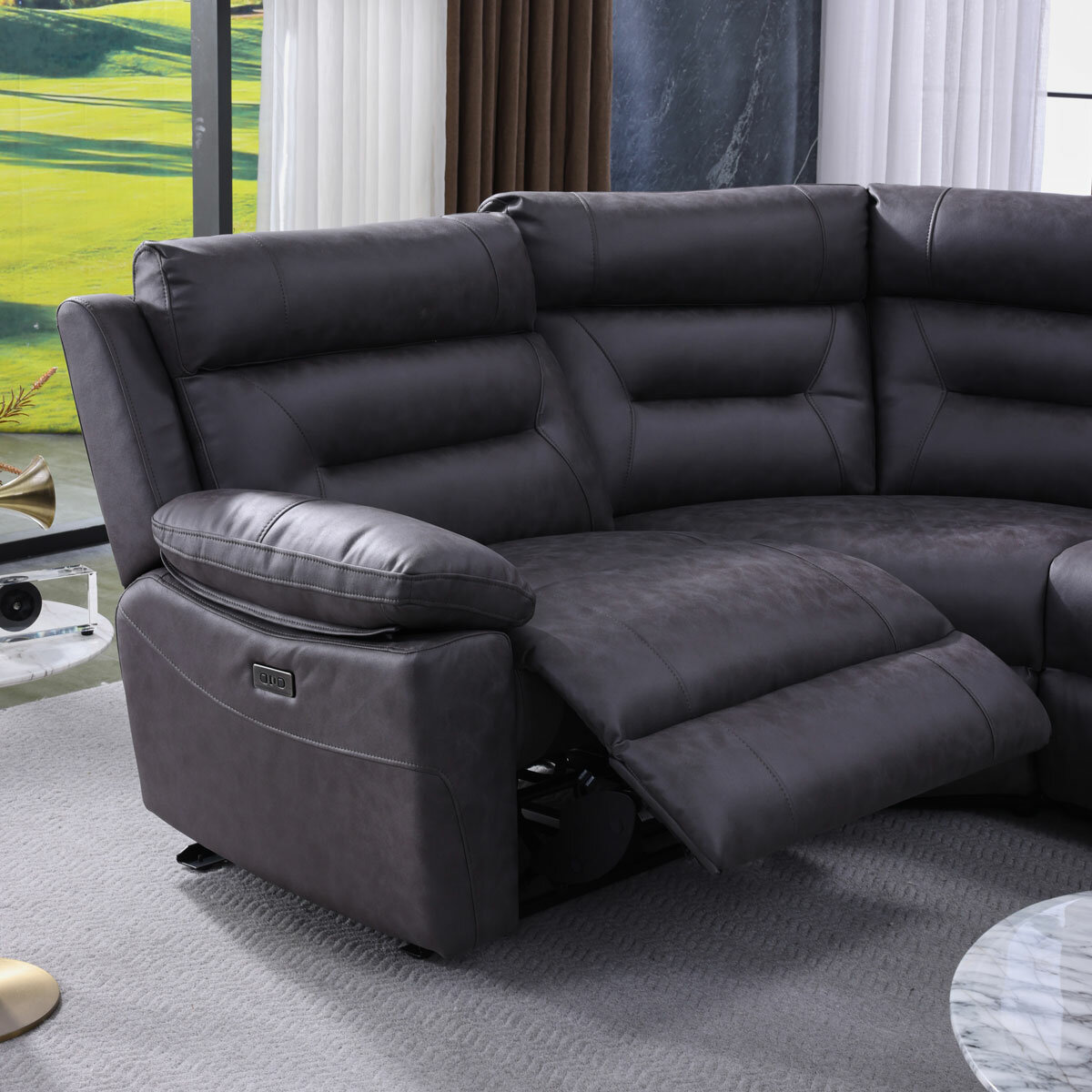 Lucca Grey Fabric Power Reclining Corner Sofa Lucca Grey Fabric Power Reclining Corner Sofa