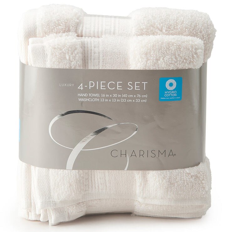 Charisma Hygro Cotton Ivory Hand and Wash Towels, 4 Pack Costco UK