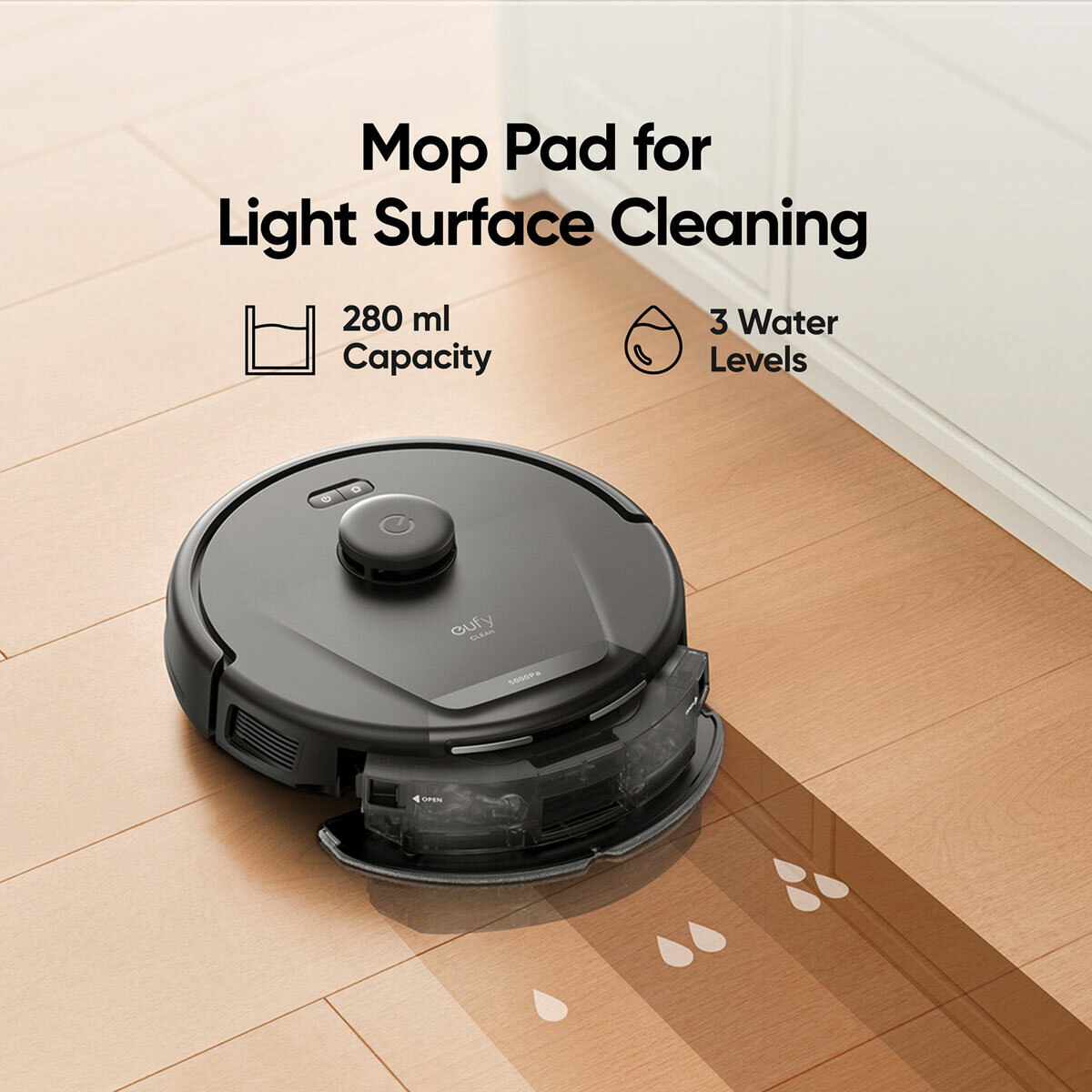 Lifestyle image of Eufy L60 Hybrid Robot Vacuum & Mop with mop pad for light surface cleaning