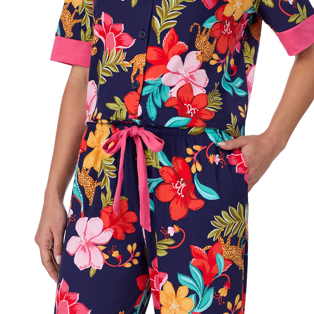 Room Service Ladies Notch Collar Pyjama Set in Navy, Small