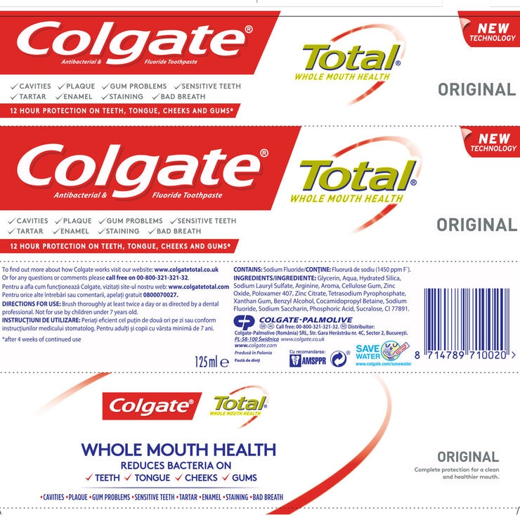 Colgate Toothpaste Total Original Care, 6 x 125ml Costco UK