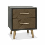 Bentley Designs Sienna Fumed Oak & Peppercorn Two Drawer Nightstand, 2 Pack