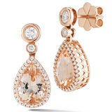 Pear Cut Morganite and 0.47ctw Diamond Earrings, 14ct Rose Gold