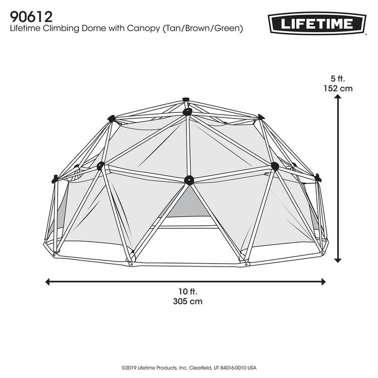 Image showing the dimensions of the Dome Climber with Canopy