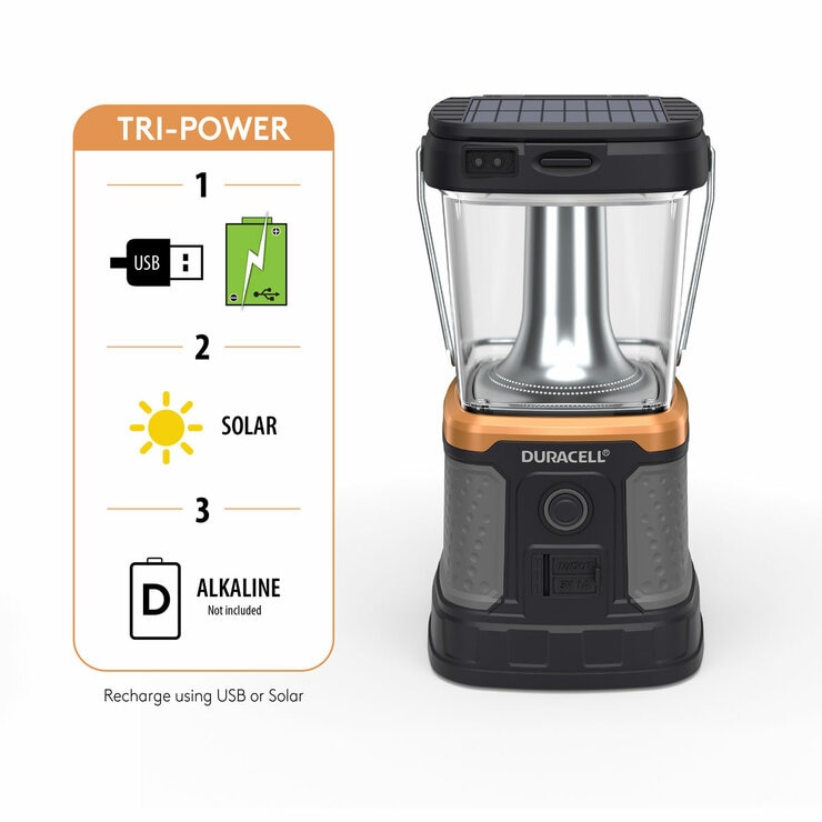 Image showing the three different ways to charge the lantern