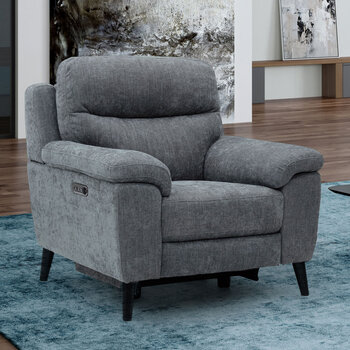 Grace Charcoal Fabric Power Reclining Armchair