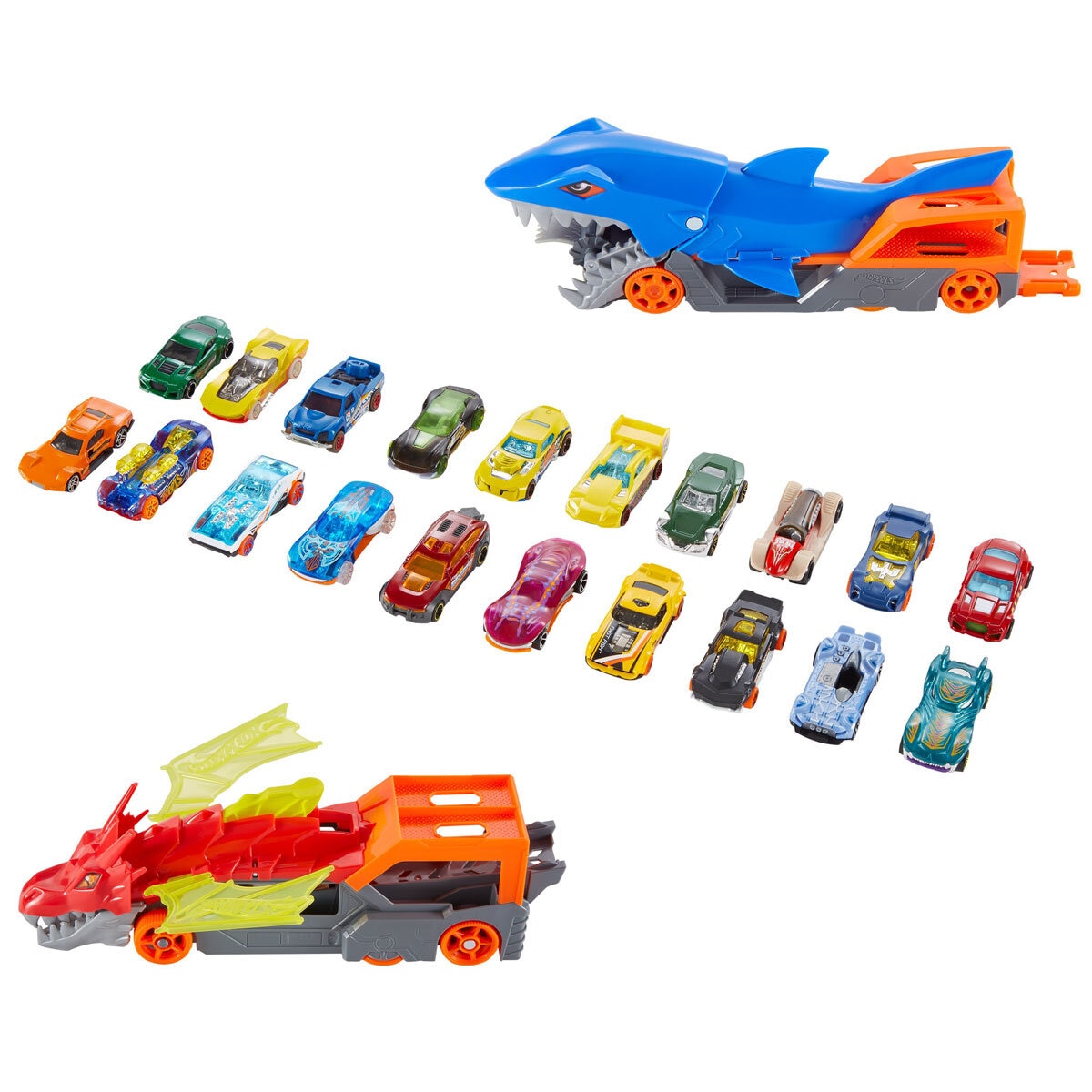 Hot Wheels City Dino Launcher with Die-Cast Vehicles Car Play Set