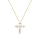 0.50ctw Round Brilliant Cut Diamond Cross Pendant, 14ct Yellow Gold