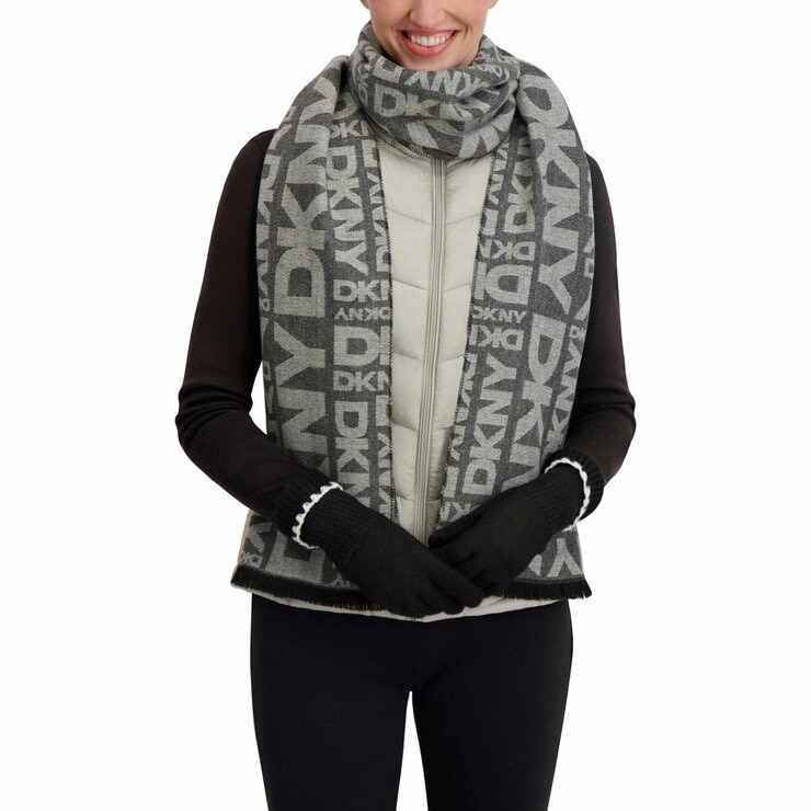DKNY Ladies Scarf & Glove Set