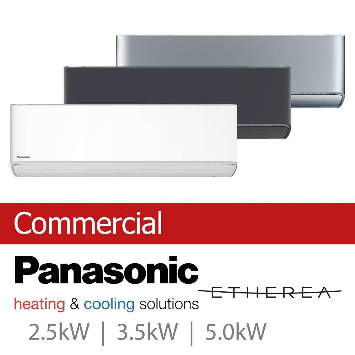 Installed Panasonic Etherea Single Split Air Conditioning Unit for Commercial Use, Available in 3 kW & 3 Colours