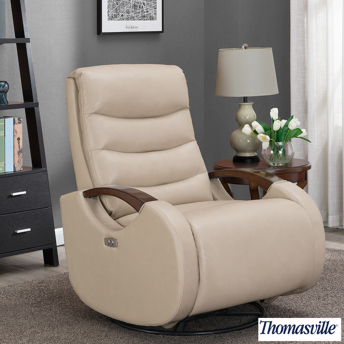 thomasville benson leather power glider recliner chair  costco uk