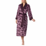 DKNY Shawl Collar Long Plush Robe in Purple